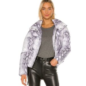 Apparis Snake Print Puffer Jacket - Gray and White